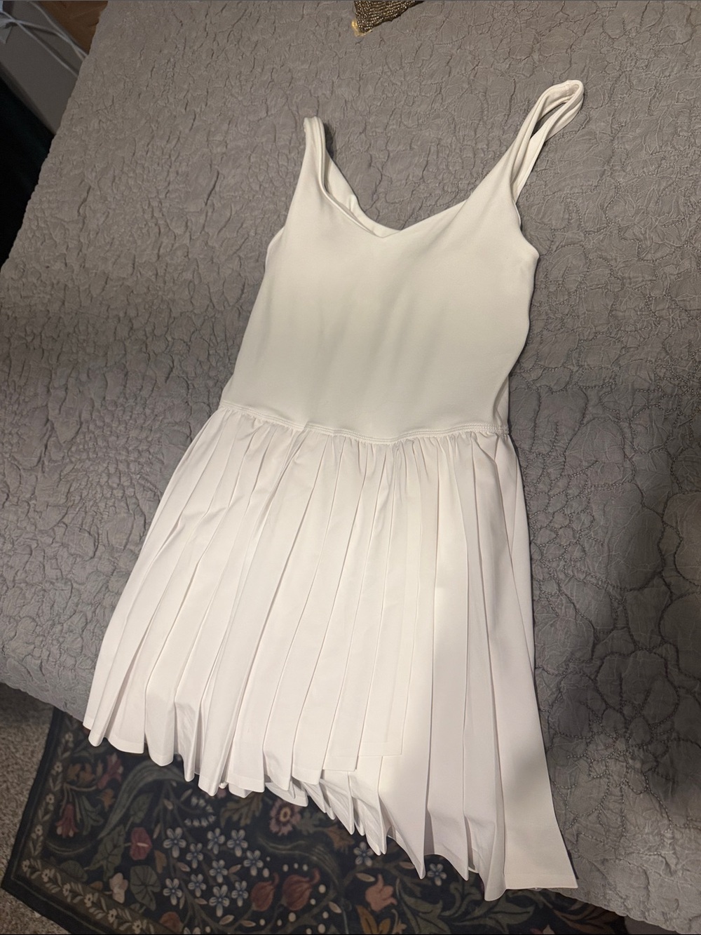 Sleeveless White Pleated Skater Dress